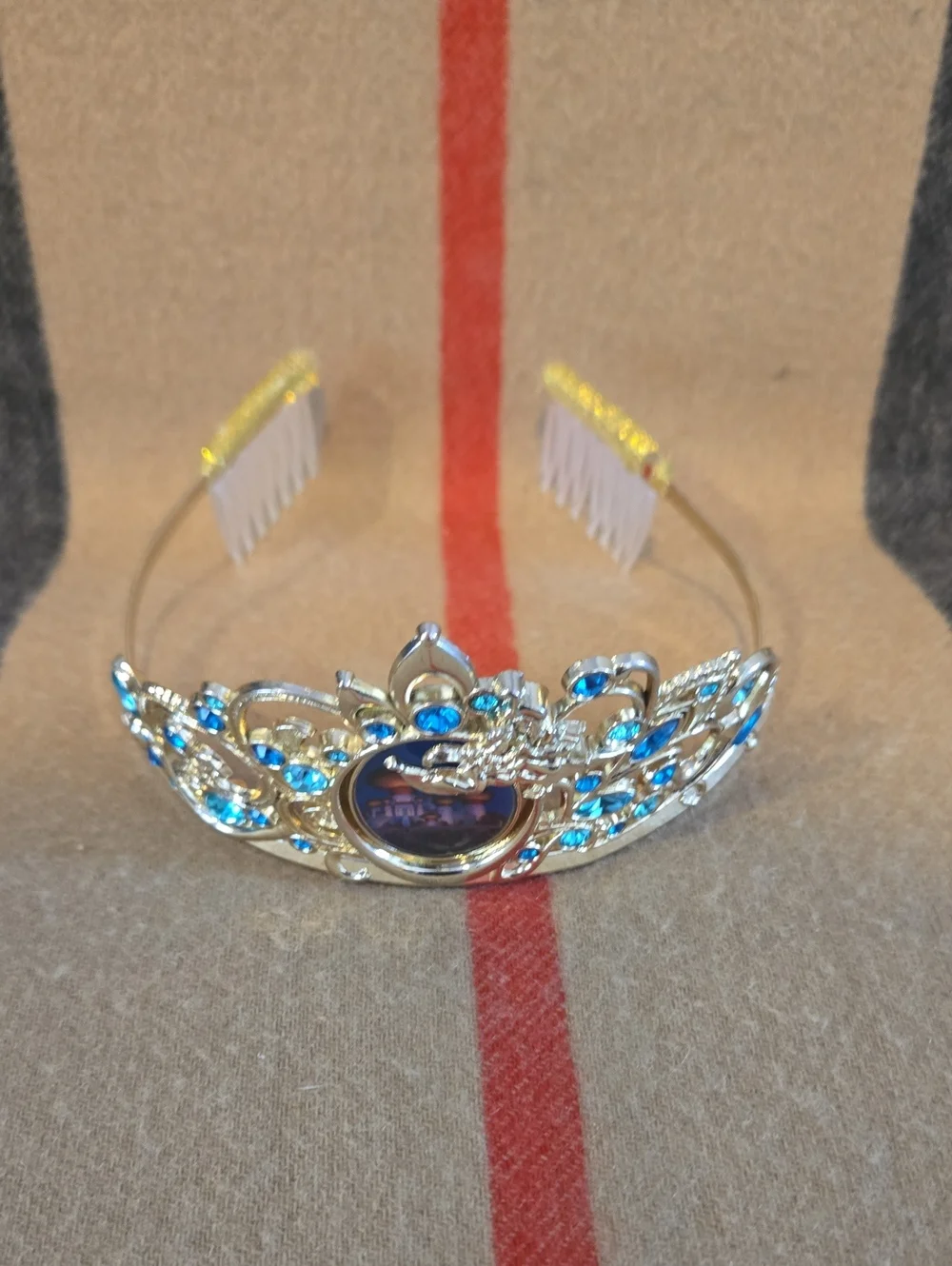 Disney Jasmine Gold-Tone Tiara with Blue Gems NWOT